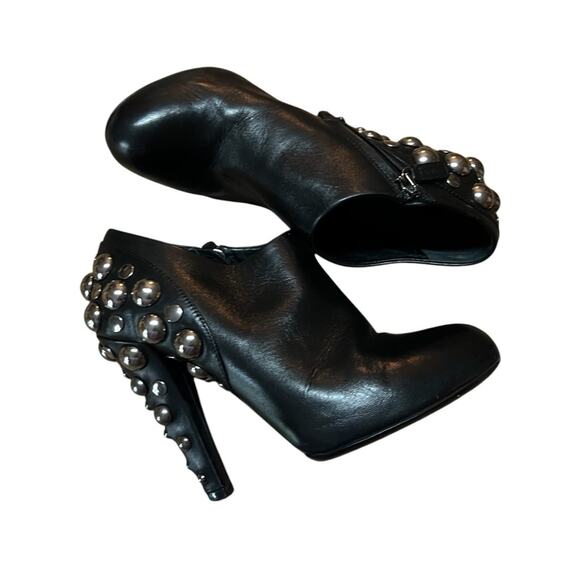 Gucci Babouska Leather Ankle Booties Back Silver Studded EU 35.5 US 5.5 - Picture 7 of 13